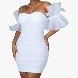 LKOUS Elegant Club & Night Out Dresses, Off Shoulder Evening Birthday Dresses, S